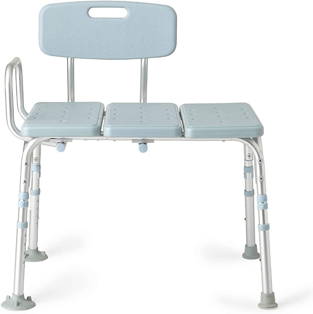 Medline Transfer Shower Bench With Microban Antimicrobial Protection - Blue - Senior.com Shower Benches